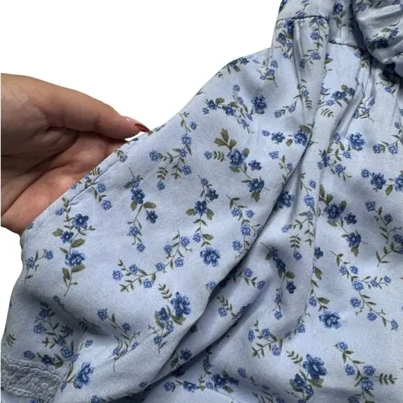 Hollister Baby Blue Floral Tiered Lace Mini Dress - M - Picture 8 of 14